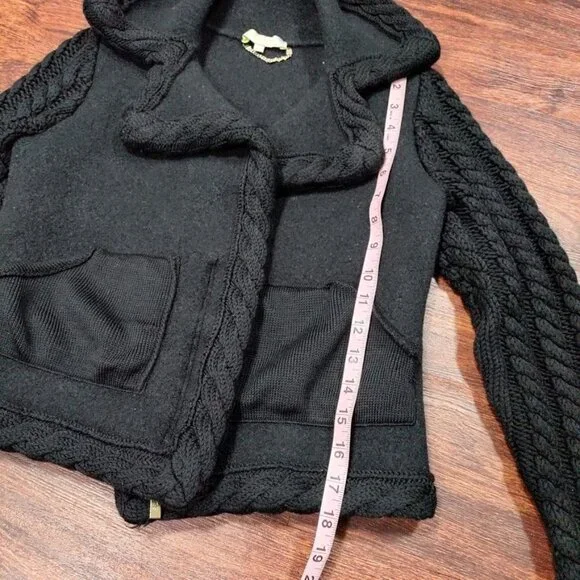 Knitss Wool Cable Knit Black Thick Lux Cardigan Twee M - Picture 7 of 16